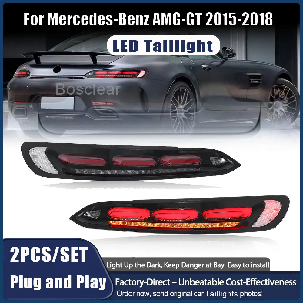 LED Car Tail Light Projector Taillamp for Mercedes-Benz AMG GT 2019-2023 Daytime Running Lamp Accessories with Sequential Functi