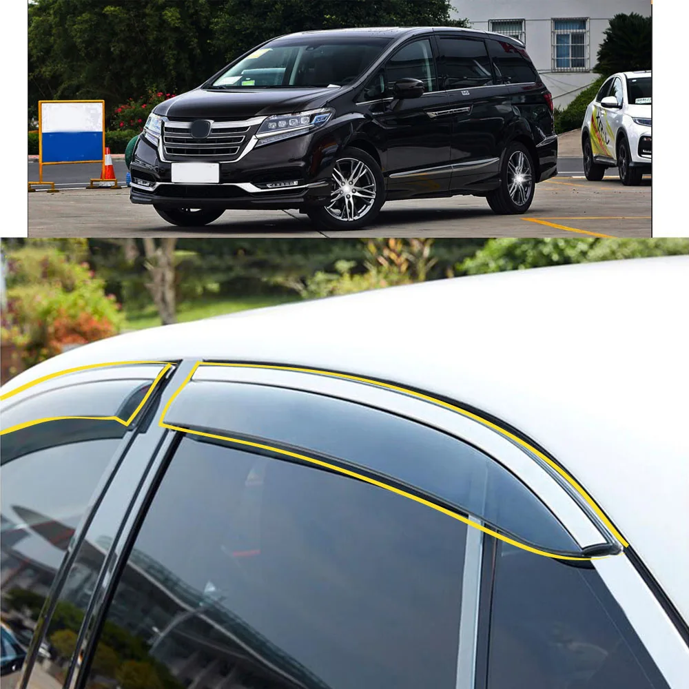 Car Body Styling Sticker Plastic Window Glass Wind Visor Rain/Sun Guard Vent For Honda Elysion 2016 2017 2018 2019 2020 2021