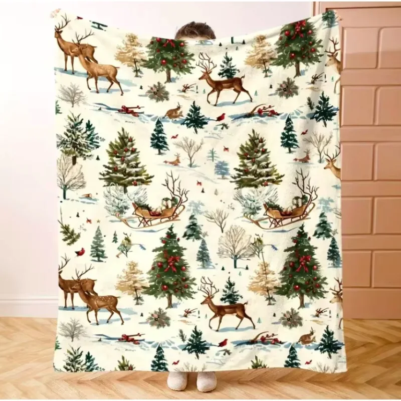 Weihnachts-Flanelldecke, geeignet für Bett, Sofa, Büro, Camping, Reisen, Zuhause, Nickerchendecke und Küchendekoration