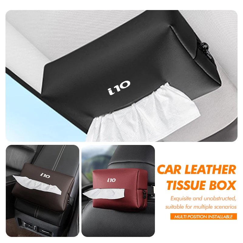 Bolsa Universal para pañuelos de coche, visera solar, caja de papel para asiento trasero, para Hyundai i10 I10 N Line 2008 2009 2010 2011 2019-2023