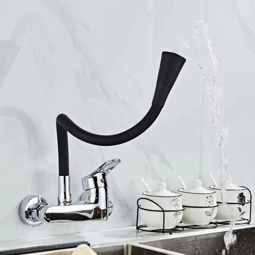 Black Wall Mounted Kitchen Faucet Colorful Optional 1/2