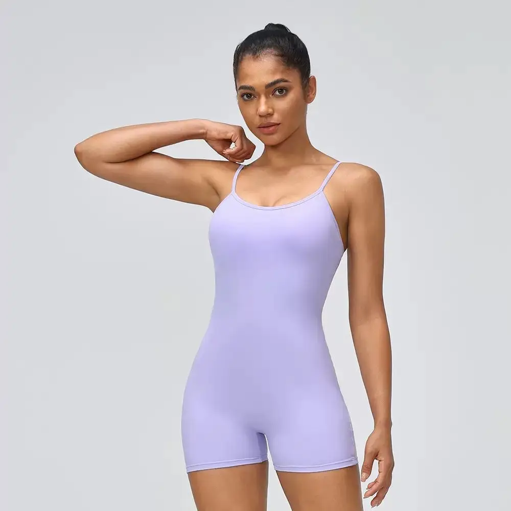 

European and American one-piece running fitness clothes lace-up one-piece onesie sports shorts 52158