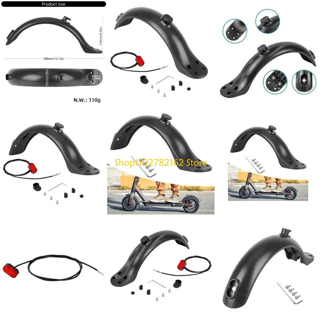 

547B Easy Install 4 Hole Rear Mudguard Weather Resistant Rear Mudguard Quick Installation for 8.5 Inch Electric Scooters