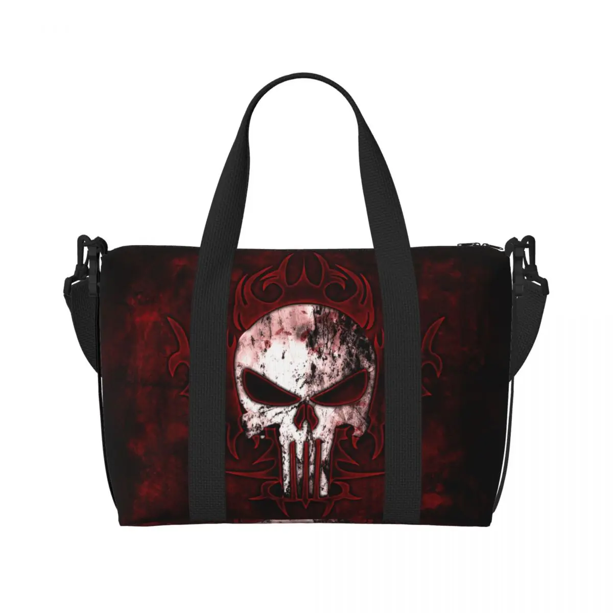 

Винтажная сумка-каранайзер с черепом на заказ, продуктовая сумка для покупок, женская большая вместительная пляжная дорожная сумка для спортзала