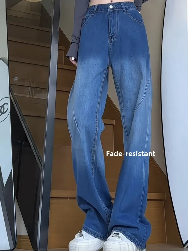 

Slim Straight Lightweight Summer Denim Jeans for Men Trendy High Street Casual Wide Leg Long Pants Youthful Wear Resistant