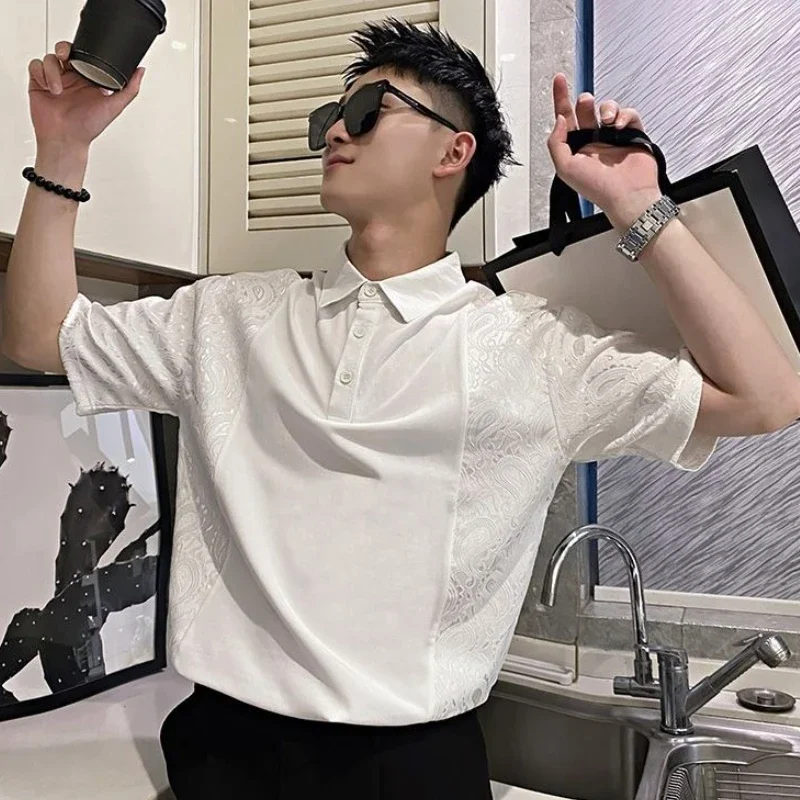 

Black Man Polo Shirts Print for Men New in Tops & Tees Stylish Basic Music Polyester Tee Kpop Xl White Plain with Collar T Shirt