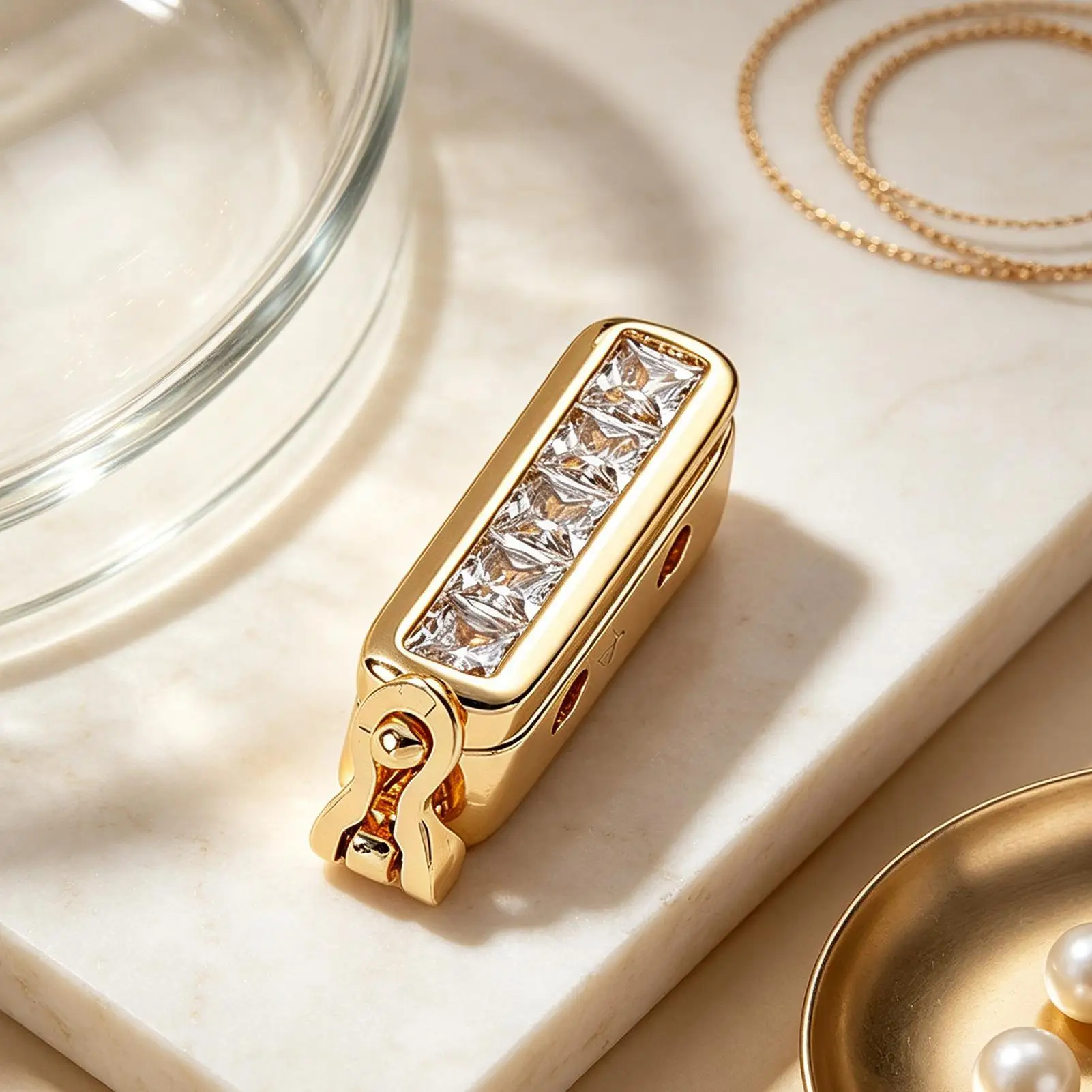 DIY Chain Clasp Double Row Copper Necklace Shortener Clip, Rhinestone Jewelry Adjuster for Women, Bracelet Anklet Pendant