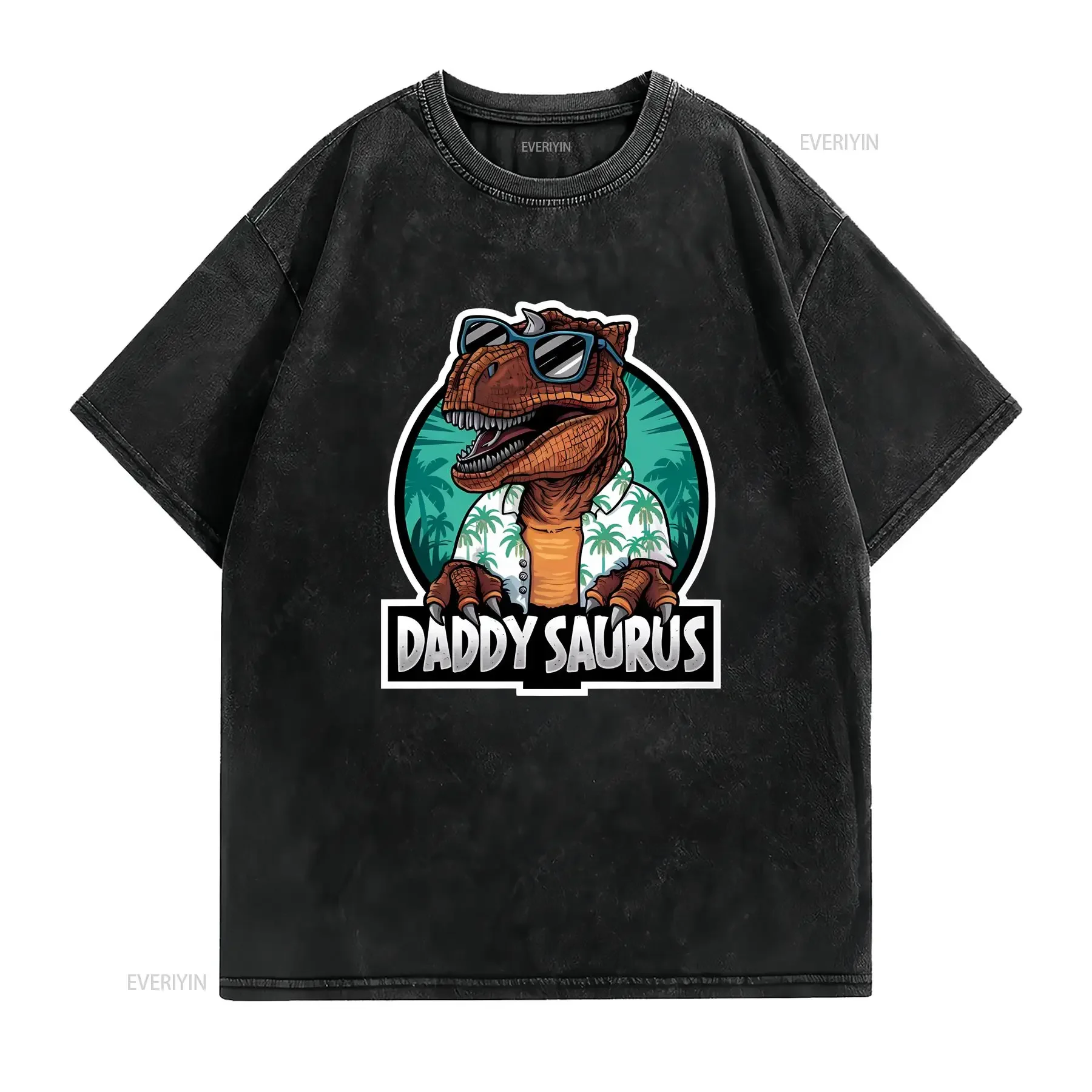 Daddy Saurus T Shirt For Dad On Father's Day Birthday Or Christmas From Son Daughter Funny Father vintage Washed Soft Stylish