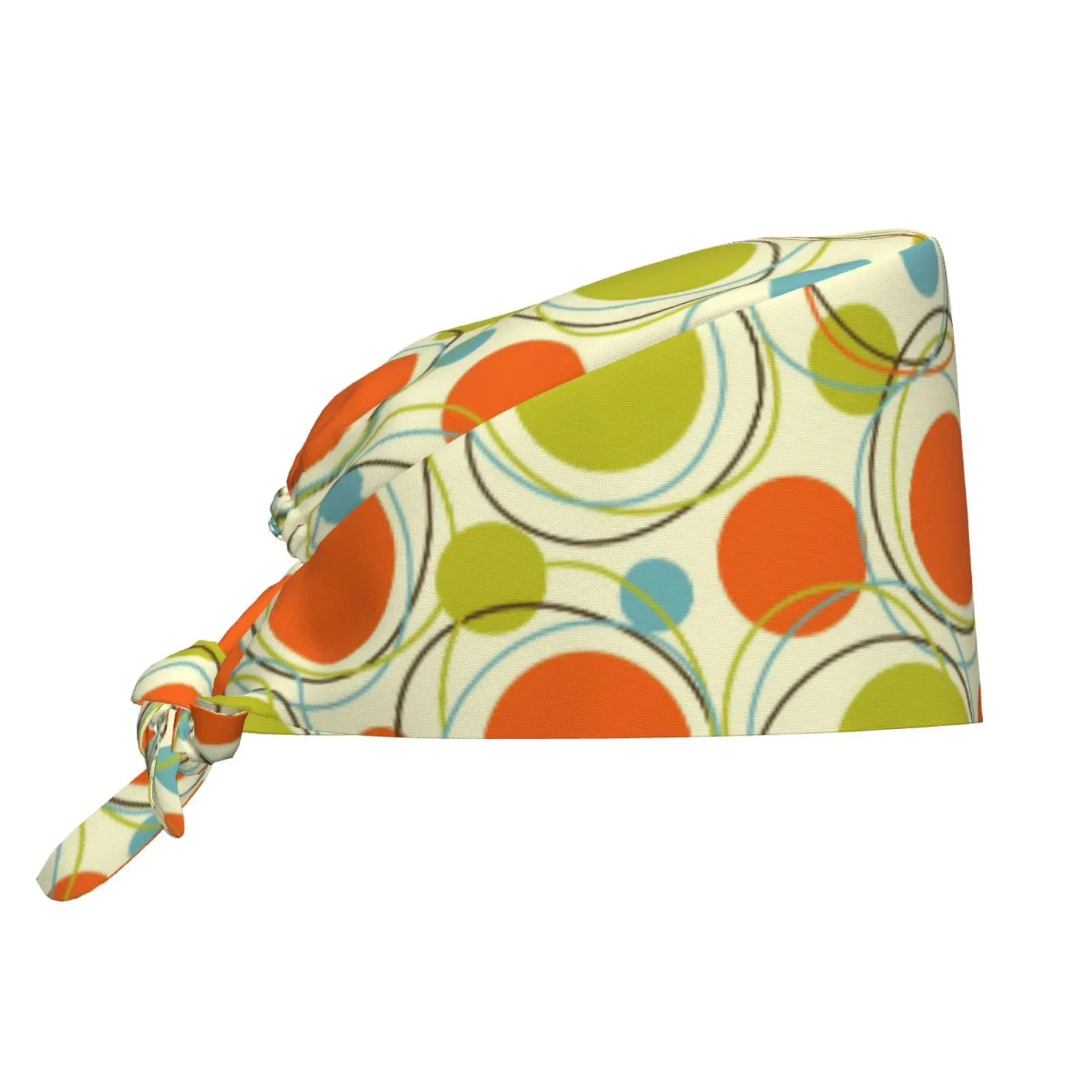Colorful Retro Abstract Work Cap for Both Men and Women Nurse Doctor Surgical Cap with Elastic Band and Drawstring Rear End Cap