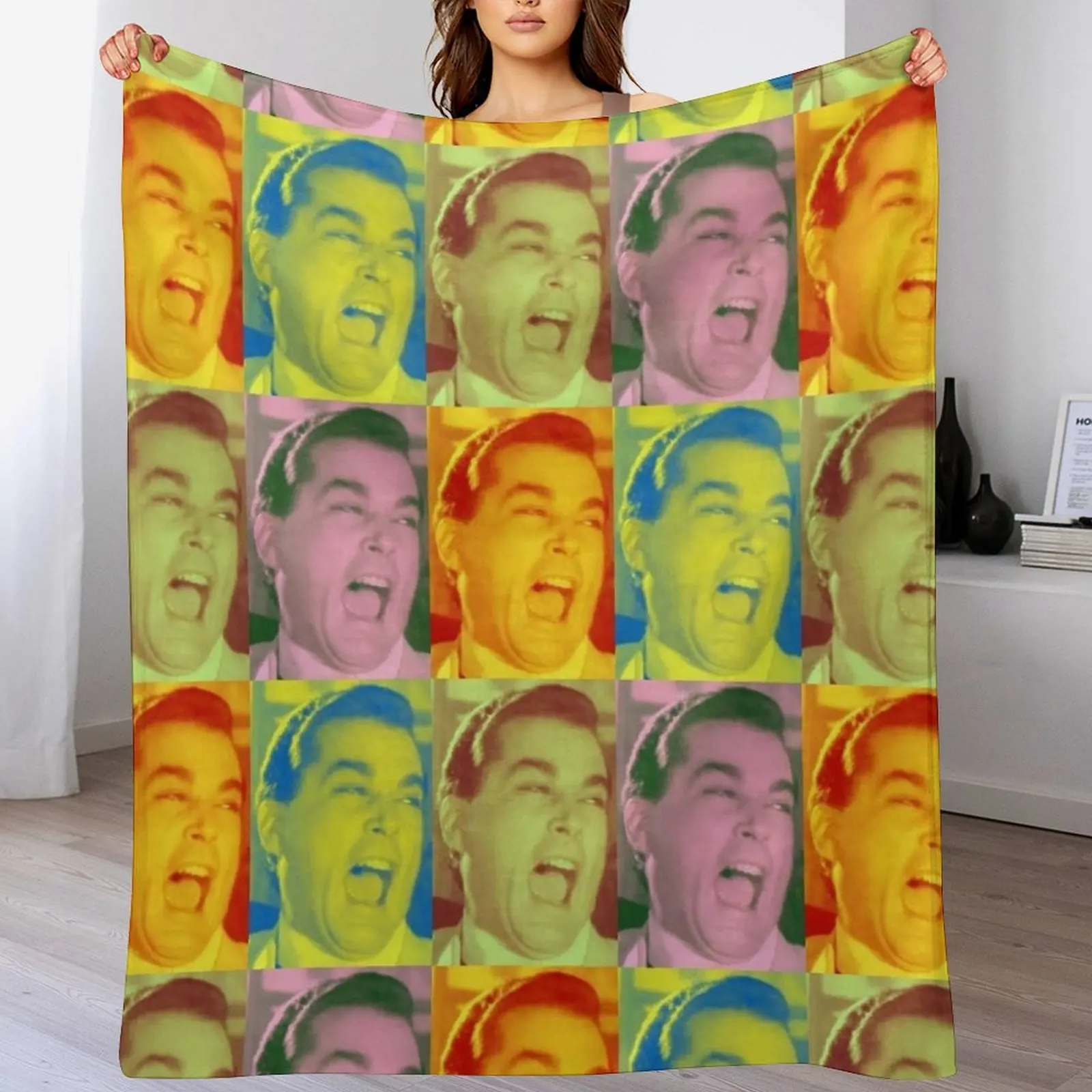 Ray Liotta Laugh mafia gangster movie Goodfellas painting multi-color Throw Blanket Thins Hairys Beautifuls Blankets