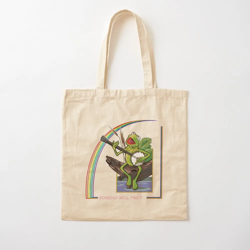 Mupptes Kermit The Rainbow Connection Tote Bag حقيبة قماش حقيبة صديقة للبيئة أكياس توصيل مجانية حقيبة الشاطئ #2