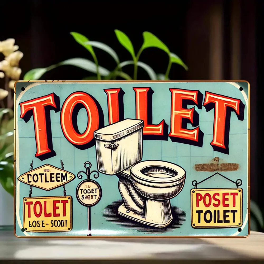 Vintage Toiletten-Metallschild aus Eisen, 20,3 x 30,5 cm, lustige Toiletten-Wanddekoration für Zuhause, Restaurant, Café, Bar, Büro, Terrasse, Garten