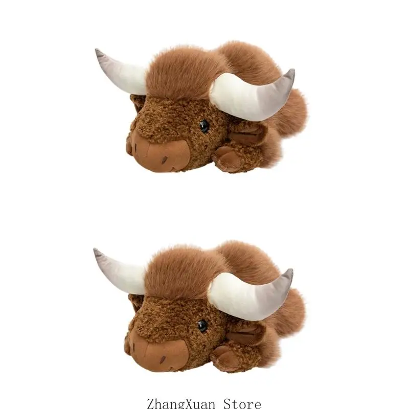 High Land Cow Fuzzy Figure Pillow, Stuffed Animal Toy, Hugging Cushion 3XUF