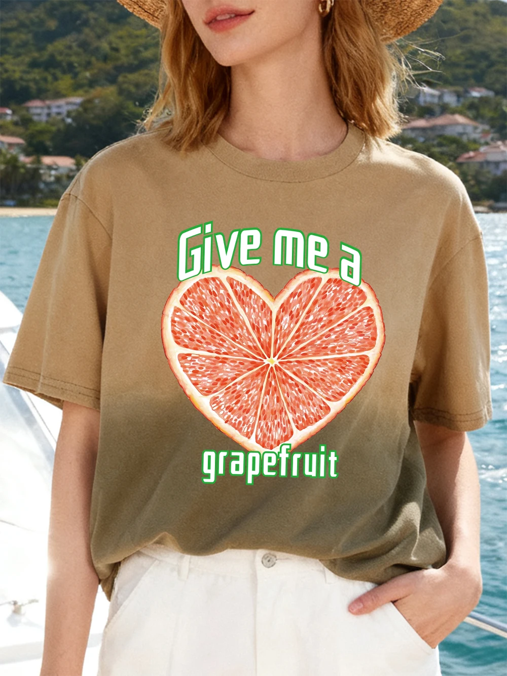 

A Heart Grapefruit Prints Womens Gradient Tie Dye T-Shirt Casual O-Neck Tops Oversized Short Sleeve Summer T Shirts Soft Clothes