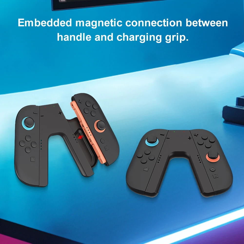 قبضة شحن لجهاز نينتندو سويتش 2 Joy-Con، قبضة مريحة، شاحن محمول، ملحقات حامل مقبض لوحة الألعاب