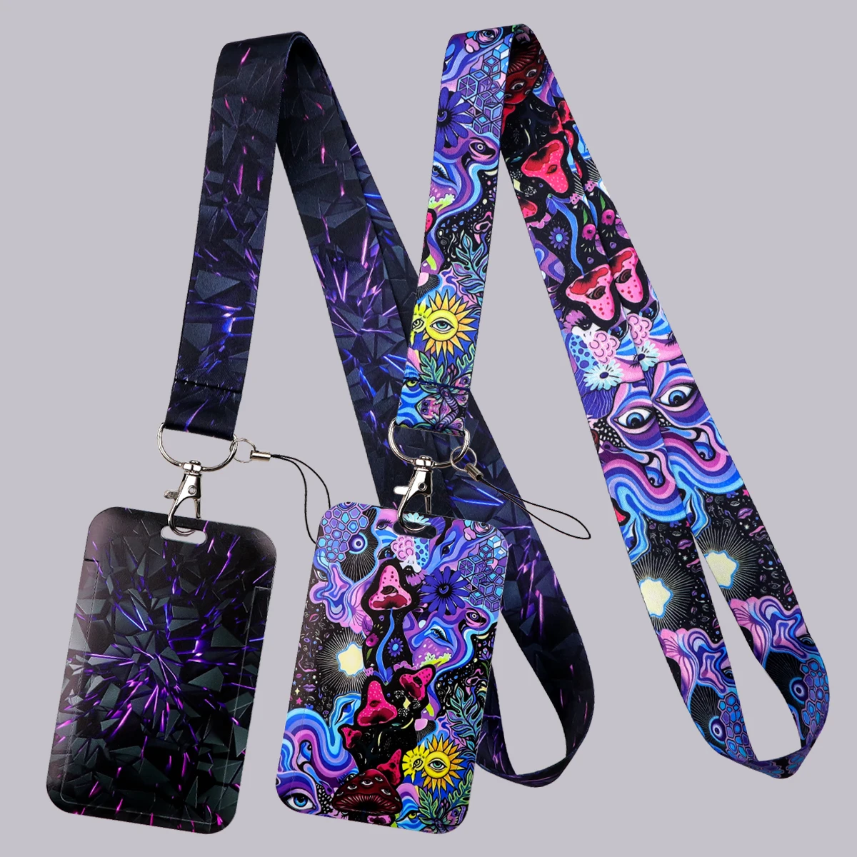 Psychedelic Art Credential Holder Trippy Mushroom Eye Neck Strap Lanyard for Key Keychain USB Badge Holder Keyring Accessories