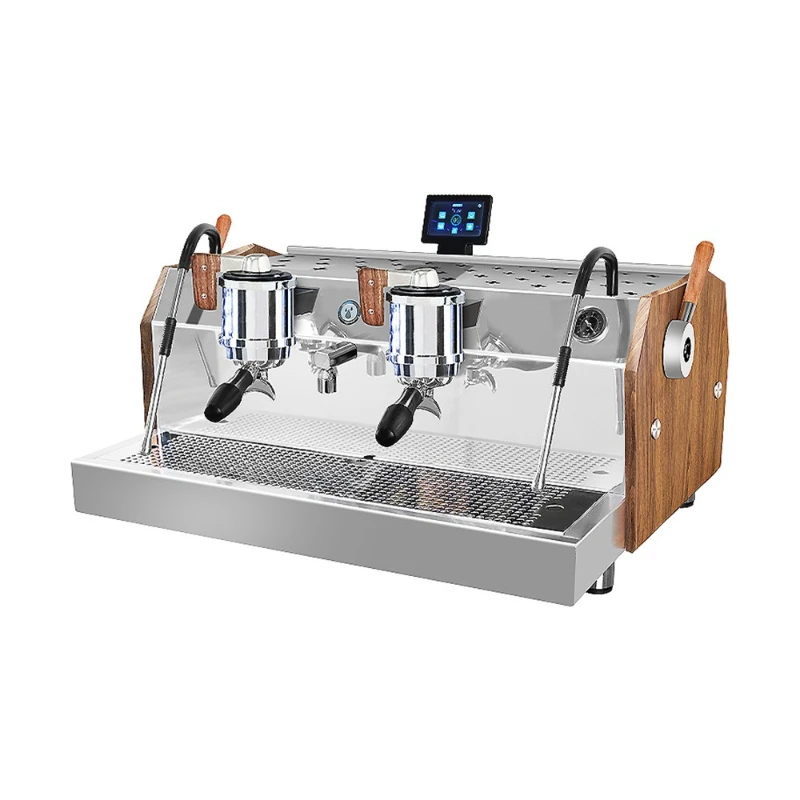 Commercial Italian semi-automatic double-head coffee machine Three-boiler rotary pump LCD display Dual independent steam