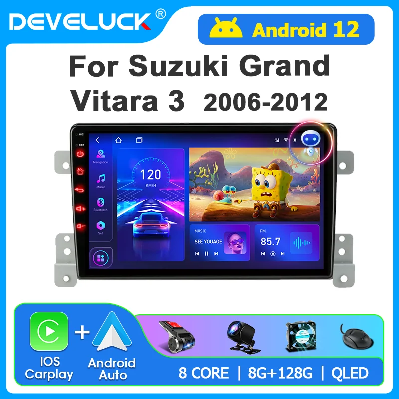 

Автомобильный радиоприемник Develuck 2 Din Android для Suzuki Grand Vitara 3 2005-2015 стерео Мультимедийный видеоплеер навигация беспроводной Carplay
