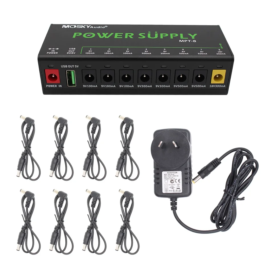 Mosky MPT-8 Power Supply 8 DC Outputs/ 5V USB Output for 9V 100