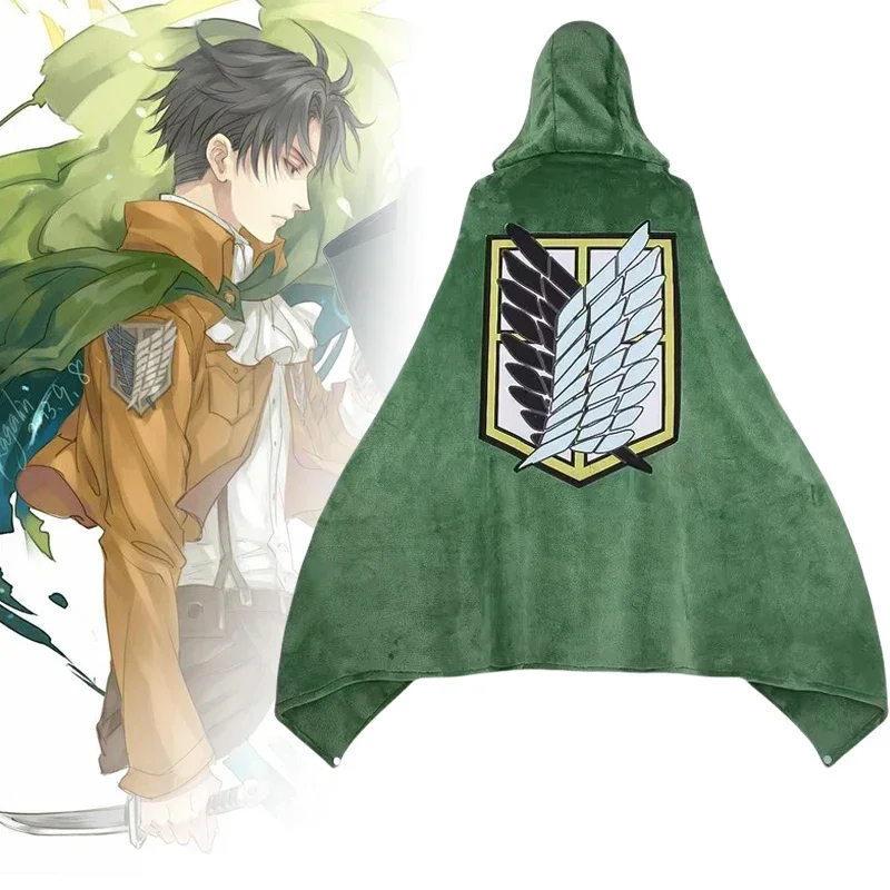 هجوم على تيتان بطانية منقوشة الفانيلا أنيمي النساء منامة Shingeki لا كيوجين هوديي عباءة غطاء ليفي تأثيري الدعامة بطانية مخصصة