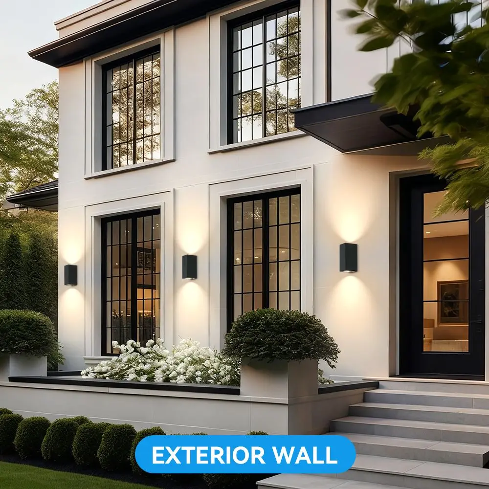 GU10 Double Head Wall Lamp Waterproof Round/Square Aluminum Wall Light 110-220V Indoor Outdoor Garden Porch Light - view 3