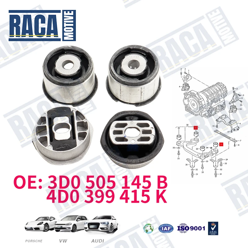 

Для VW Phaeton 1997-2010 Audi A8 S8 Quattro 4 шт. резиновая втулка крепления передней и задней оси 4D0399415K 3D0505145B 3D0505145