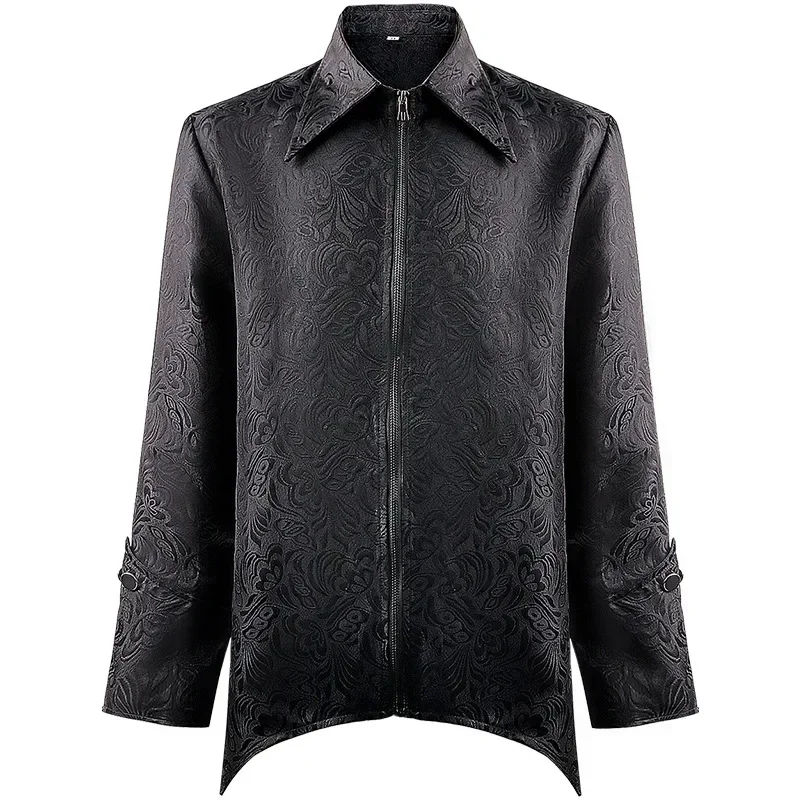 

Men's Tunic With Medieval Jacquard Pattern And Zippered Lapel