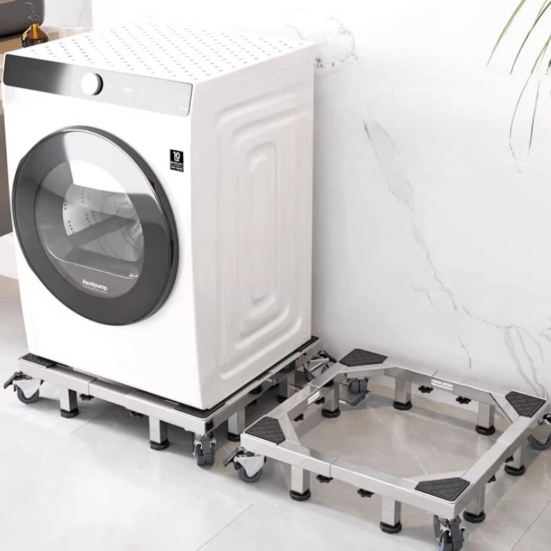 Stainless Steel Adjustable Washing Machine Stand Universal Dryer Pedestal Base Sturdy Rolling Refrigerator Organizer Accessories