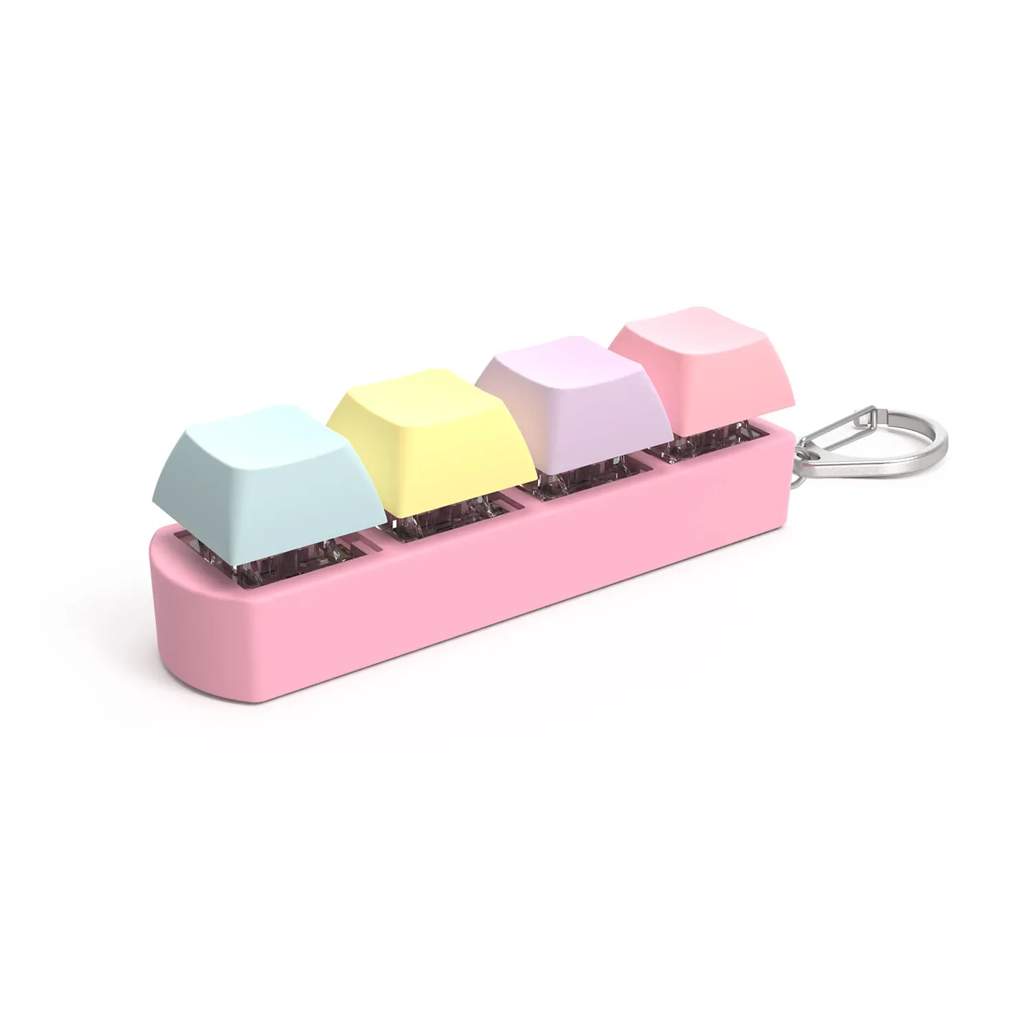 4 Tasten Fingerknopf Anti-Stress-Spielzeug Mechanische Tastatur Tastenkappen Büro Dekompression Beruhigender Schlüsselbund Geschenke für Kinder Erwachsene