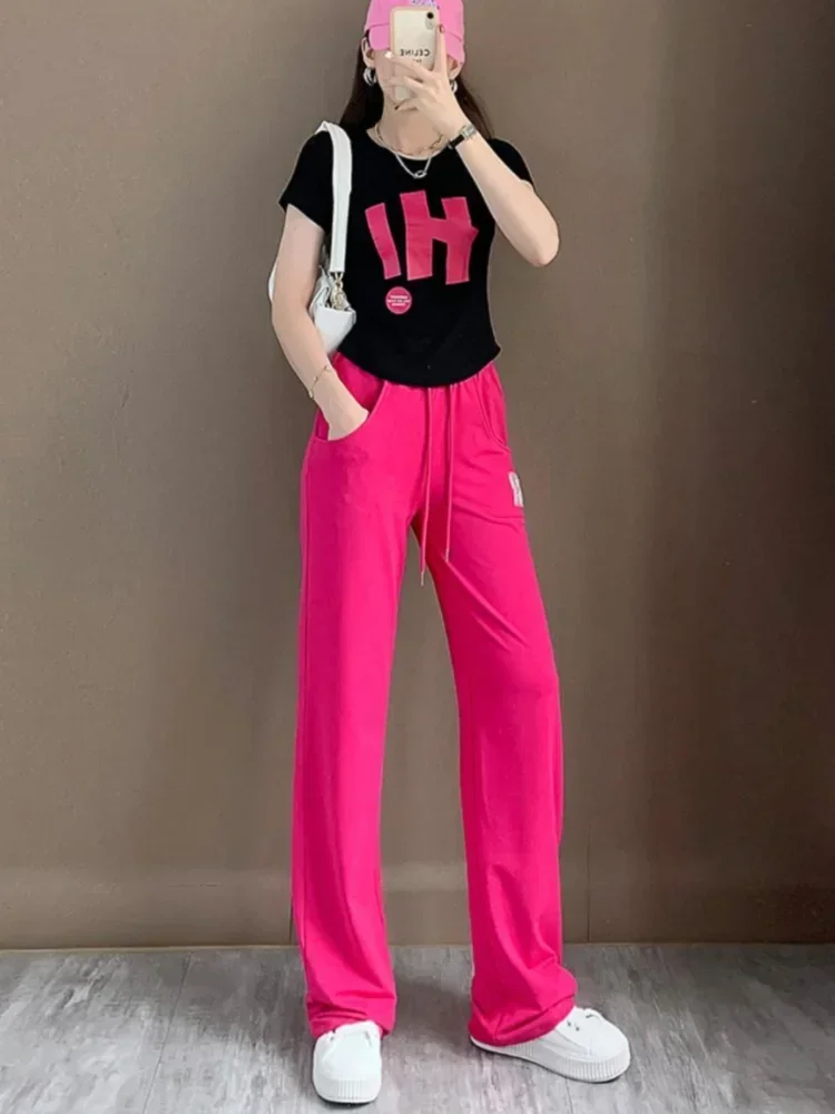 

Брюки женские, хлопковые комплекты из топа и брюк для женщин, комплект из 2 предметов, лето 2025, распродажа одежды с широкими штанинами, оптовая продажа, бесплатная доставка, полный D