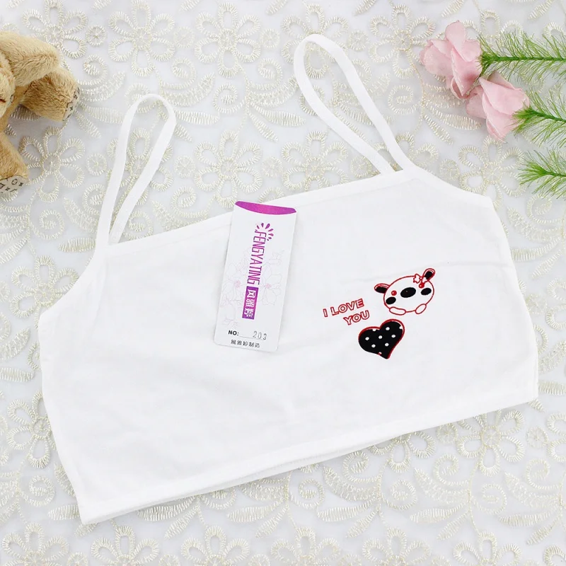 Cotton Cute Cartoon Print Primary and Secondary School Girls Slip Top Small Tank-Top Underwear Tube Top