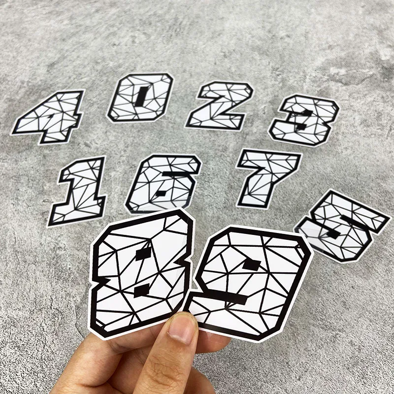 

2pcs Geometric Number Stickers Waterproof Vinyl for Motorcycle Helmet Tank Fairing