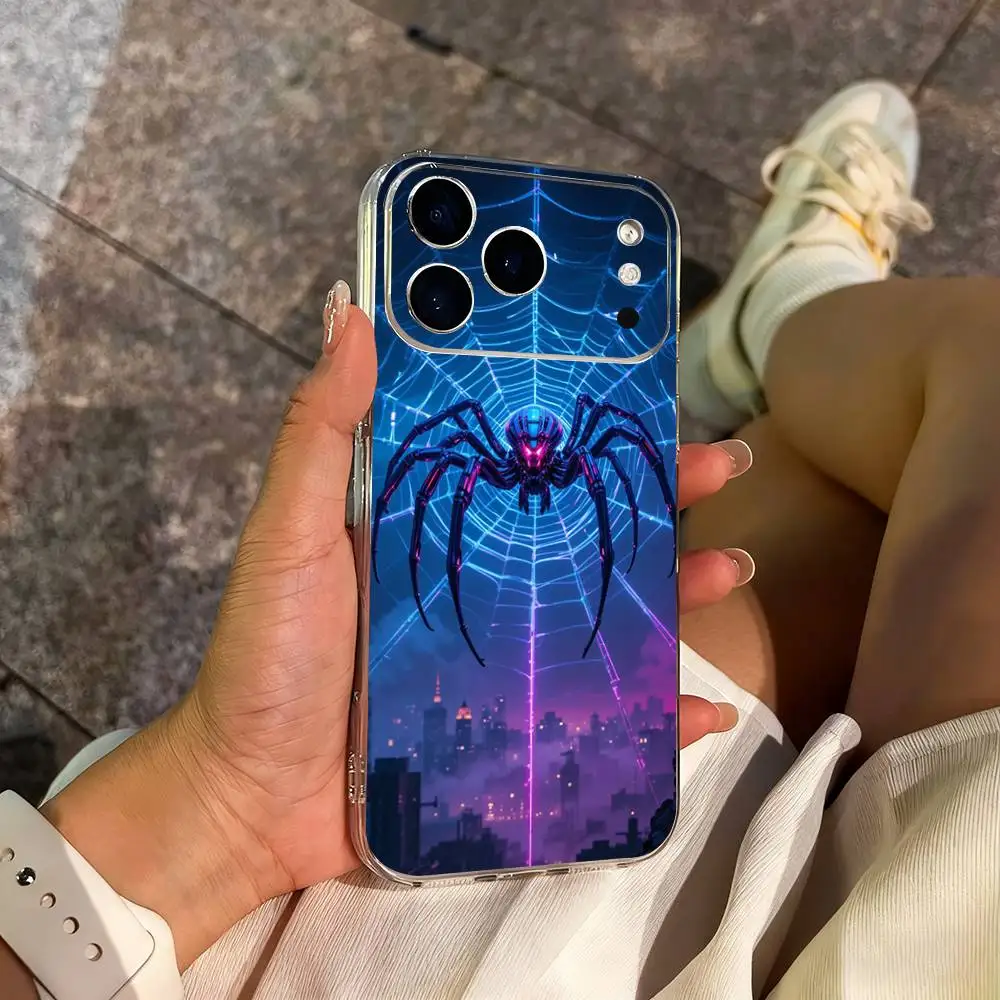 Custodia per telefono Danger Art Black Widow Spider per iPhone 14,13,12,11,17,16,15,Pro,Max,Plus,X,XS,XR,SE,Mini Cover morbida trasparente