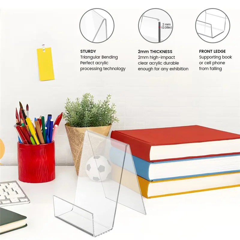 

16Pcs Large Acrylic Book Display Stand,5.7X4inch Display Stand With Ledge,Clear Acrylic Book Display Easel For Album,CD