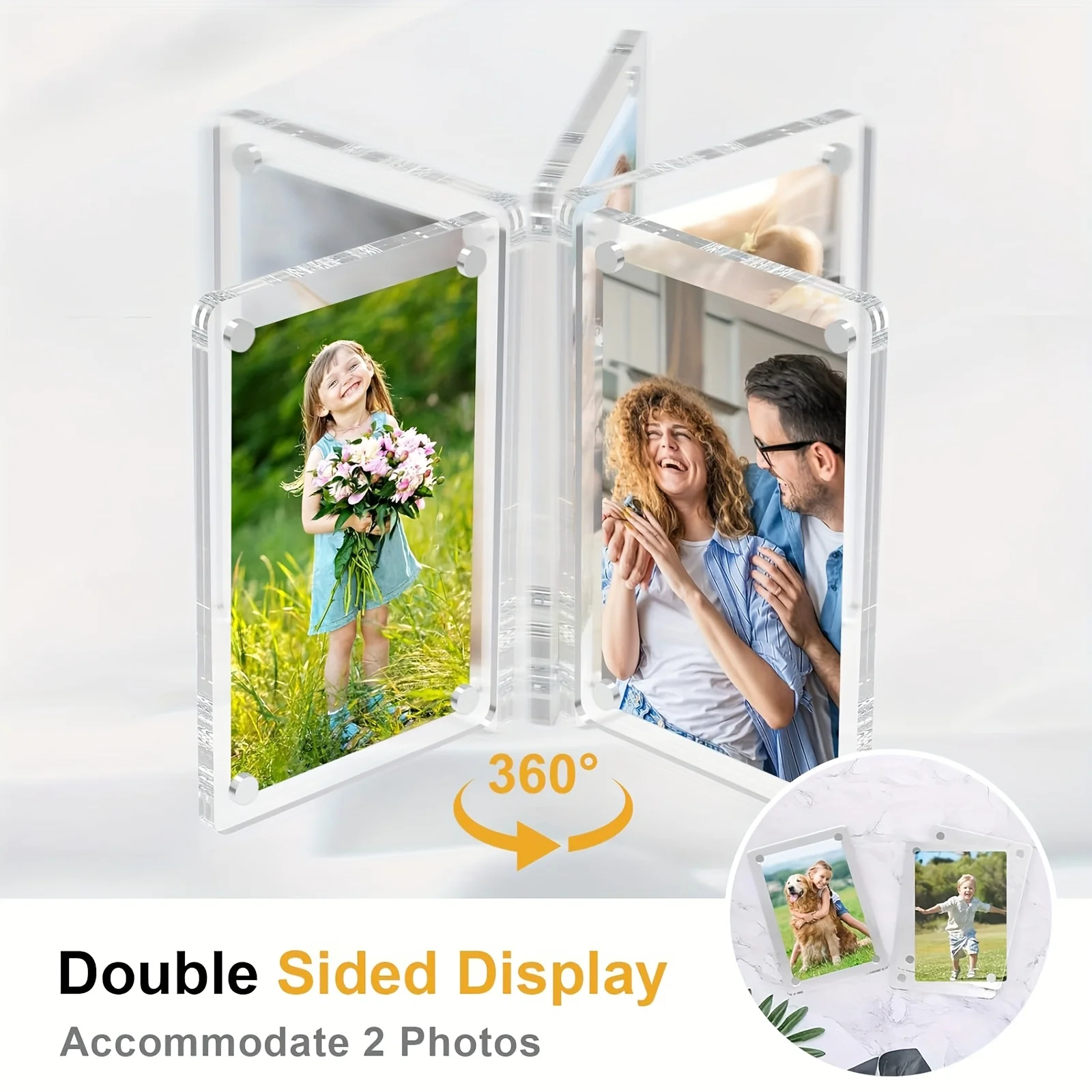 5 Pack Acrylic Fridge Magnetic Frame Double Sided Photo Refrigerator Magnet Picture Frame, Clear Picture Display Frame 6×9cm