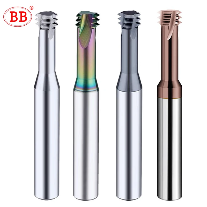 BB Thread Mill 3T Coated Solid Carbide 3 Teeth Miniature ISO Pitch CNC Internal Machining Cutter Tool M3 M4 M5 M6 M8 Tap