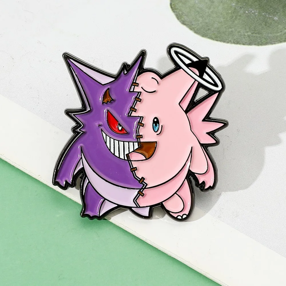Unique Split Design Enamel Lapel Pin Monster Character Metal Brooch Badge Backpack Jacket Decorative Accessory Gift for Fans