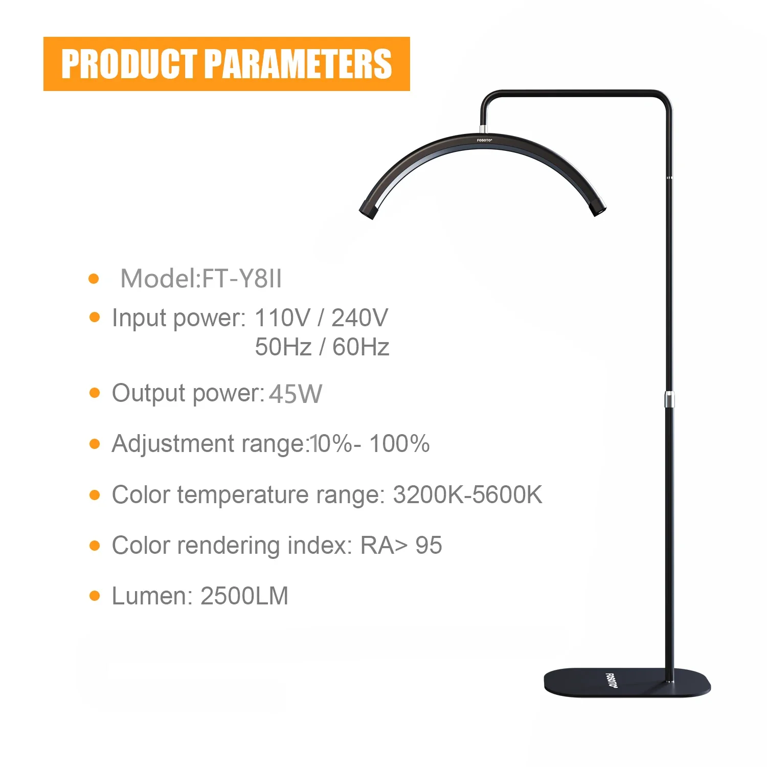 FOSOTO Overseas Warehouse LED Video Light Half-moon Fill Light Lash Nail Desktop Light For Beauty Eyelash Tattoo Makeup