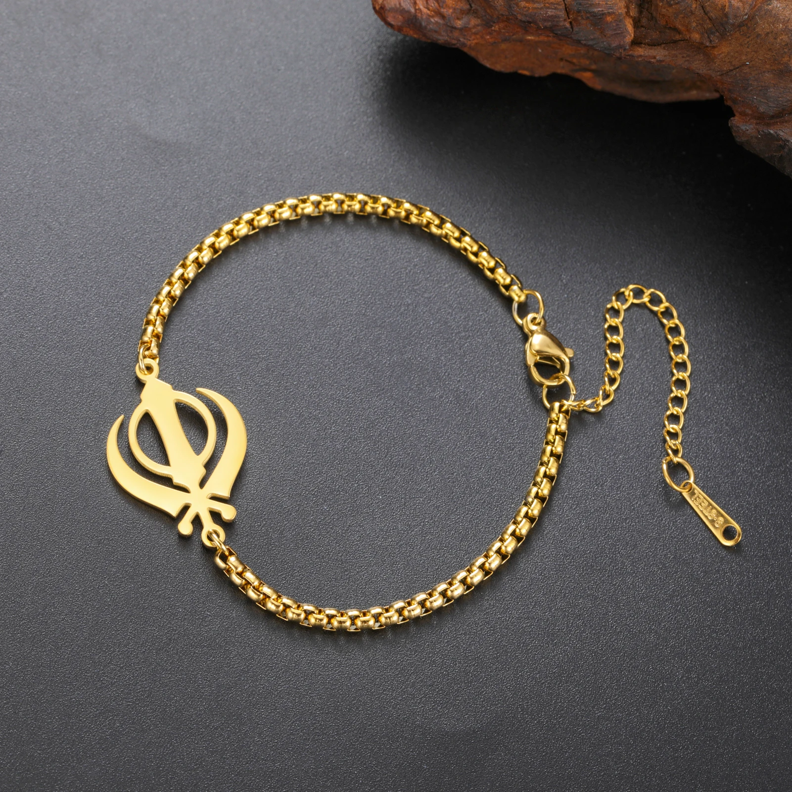 Lucktune Khanda Sikhism Symbol Bracelets for Women Men Stainless Steel Religious Protection Amulet Spiritual Sikh Jewelry Gift