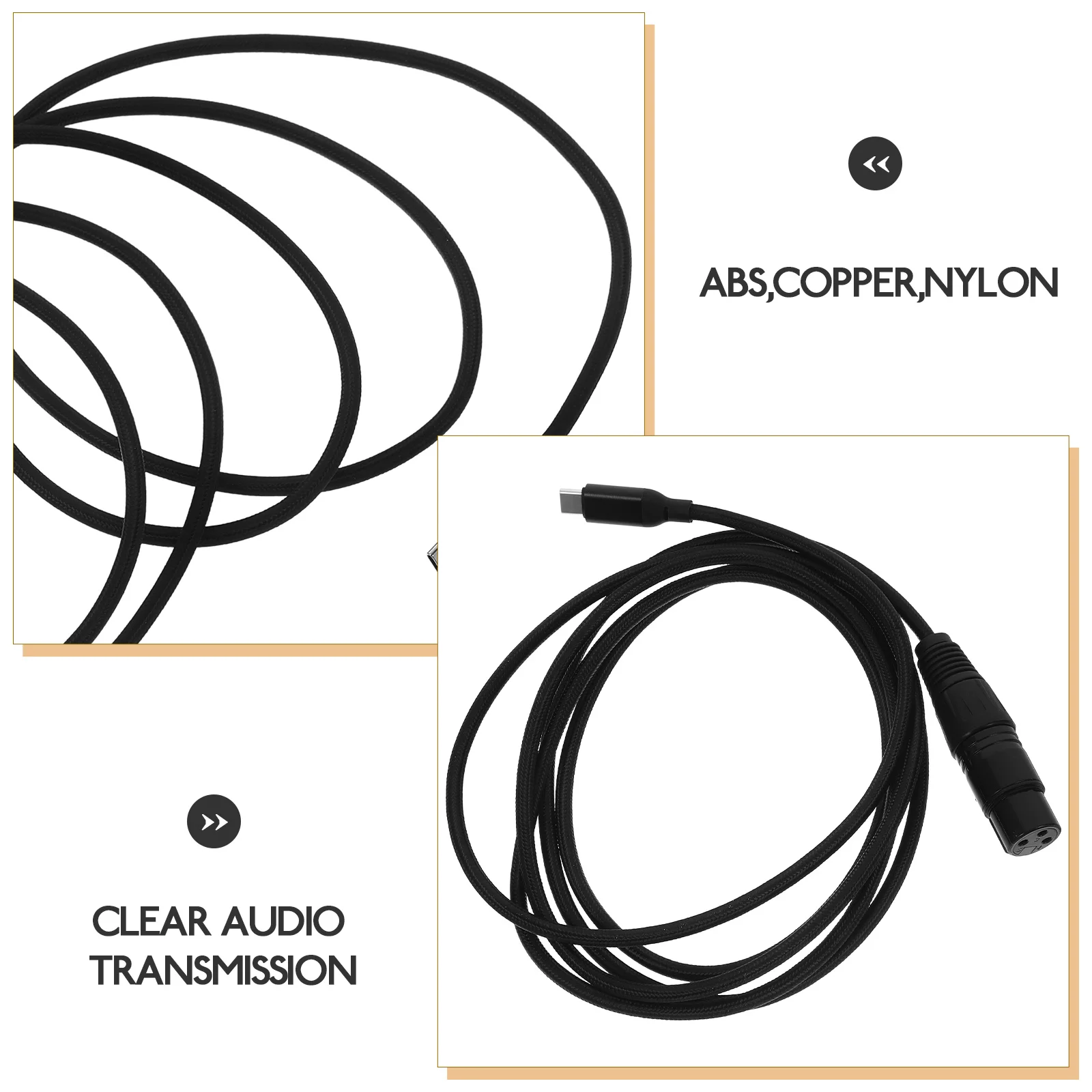 

TYPE C XLR Audio Laptop Audio Adapter Cable 2M Black Computer Laptop Smartphone Tablet Mic Adapter Durable Long