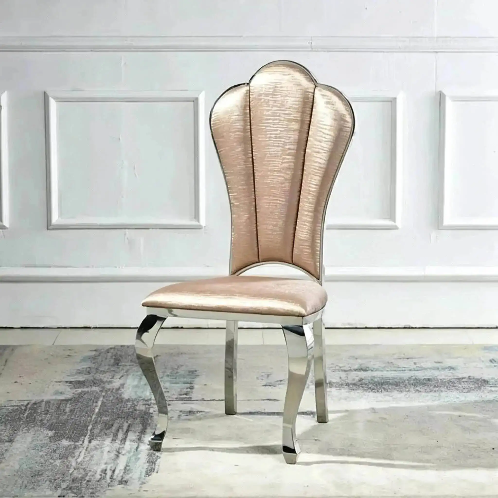 Modern Nordic Chair Dining Chairs Cloth Kitchen Restaurant Furniture Stainless Simple Dinning Flannel Chair Hotel Dining Chair
