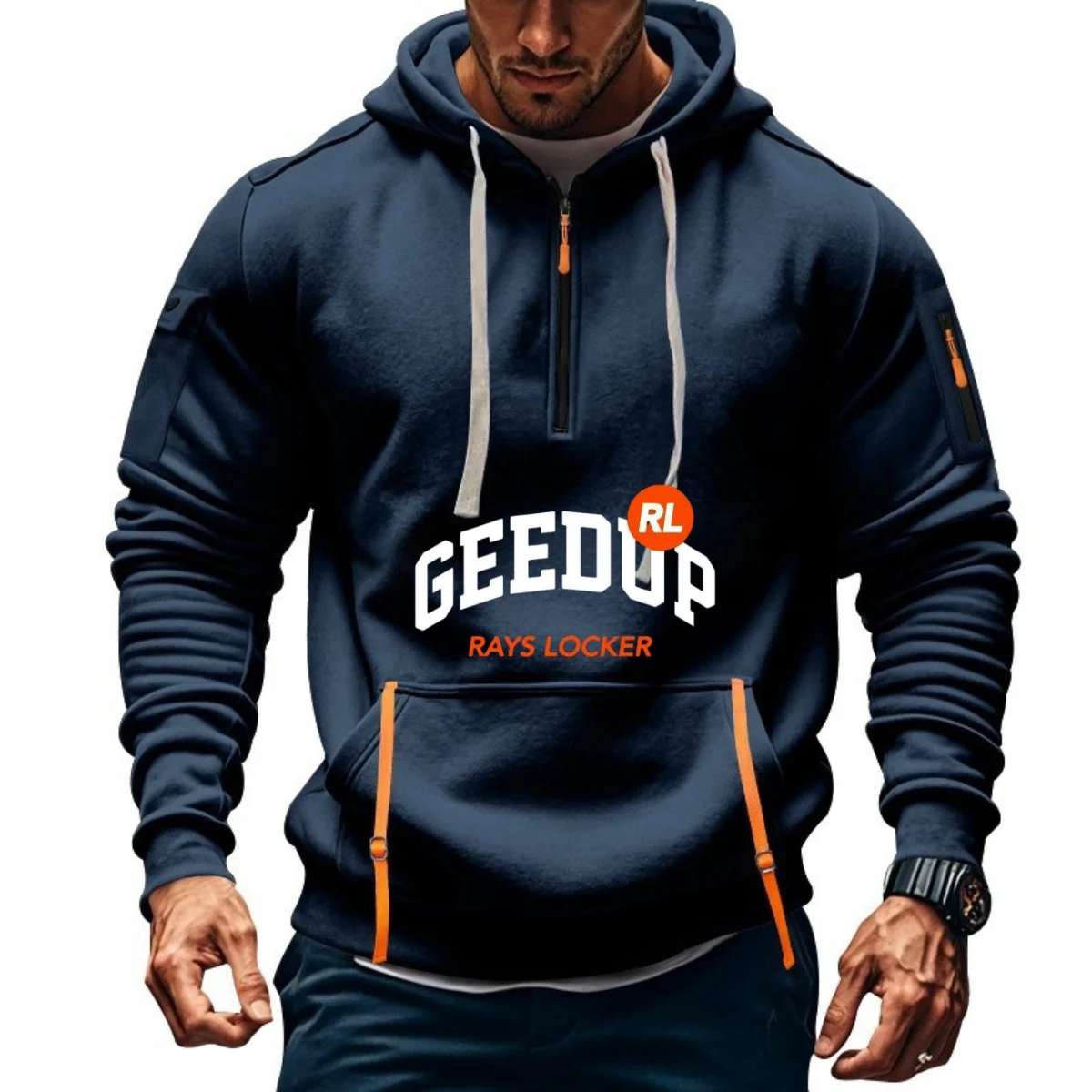 

Men's Casual Fashion Hooded Sweatshirt Autumn/Winter 2025 with Arm Zippers Multiple Pockets Active Wear S-4XL