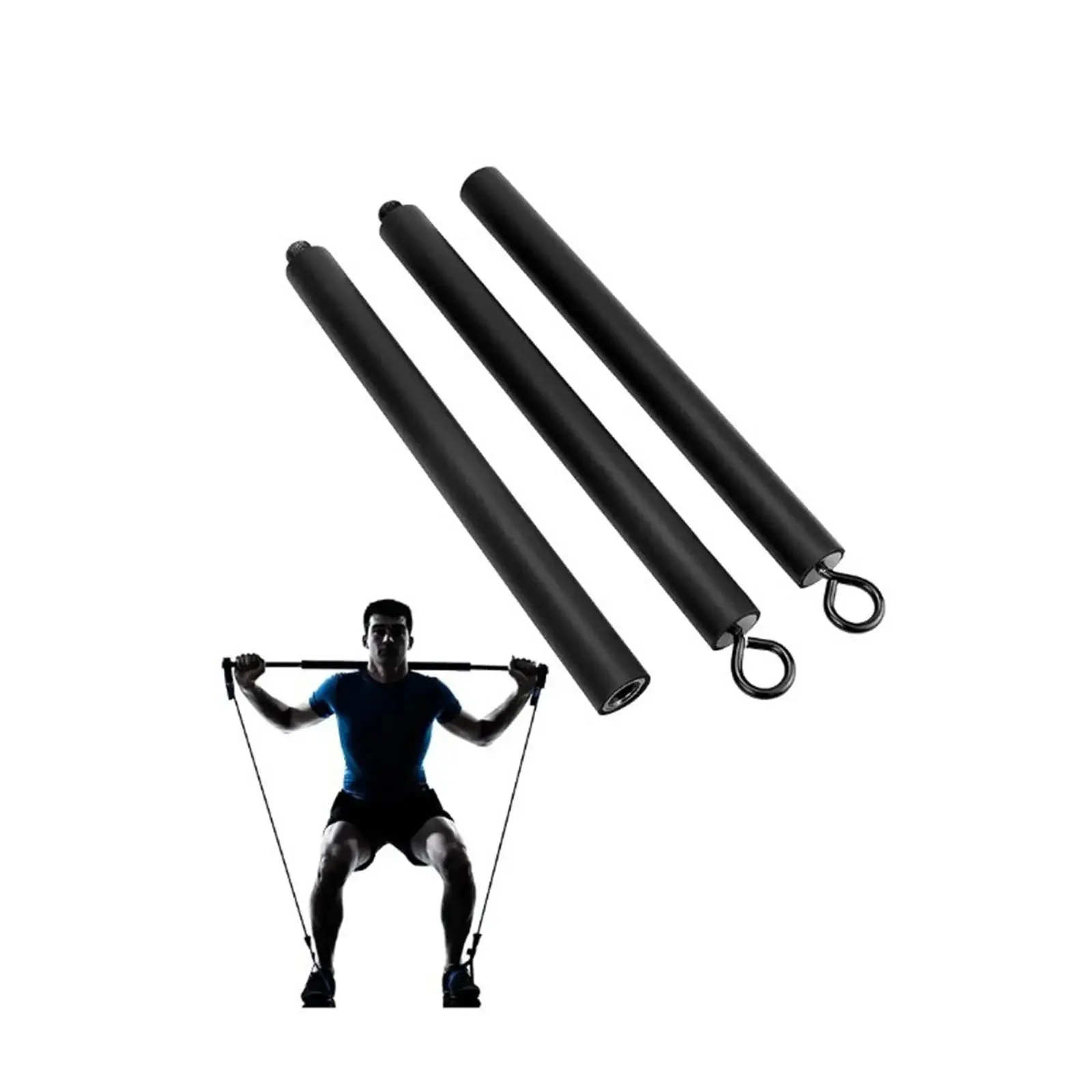 39inch Resistance Band Bar Portable Detachable Alloy Steel 3 Sections Workout Multipurpose Strength Training Attachment for Yoga