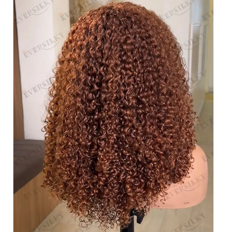 الزنجبيل أوبورن براون غريب مجعد 100% شعر الإنسان كامل الدانتيل الباروكات مع شعر الطفل شعري طبيعي مجعد هامش 5x5 HD الدانتيل الباروكات #3