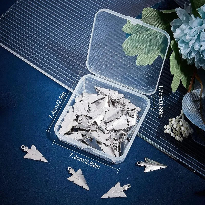 1 Box 50Pcs Arrowhead Charms 201 Stainless Steel Arrow Charm Triangle Charms for Jewelry Making Charm Necklace