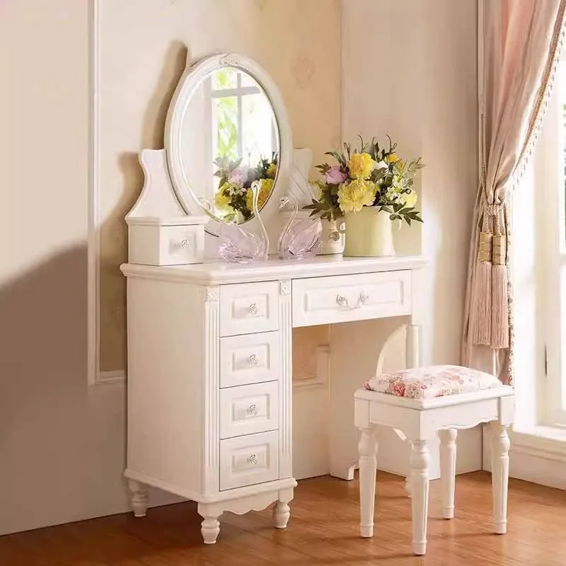 

Stool Luxury Girl Dresser Eithe Drawers Box White Modern Wooden Dressing Table Storage Living Room Comoda Pra Quarto Furniture
