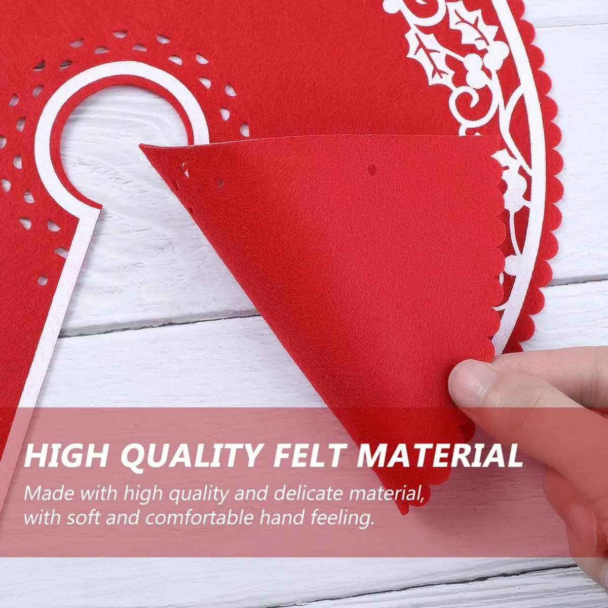 

AT13 2 Pcs Christmas Tree Skirt - 12 Inches Mini Tree Skirt with Floral Border Pattern for New Year Party Xmas Decoration