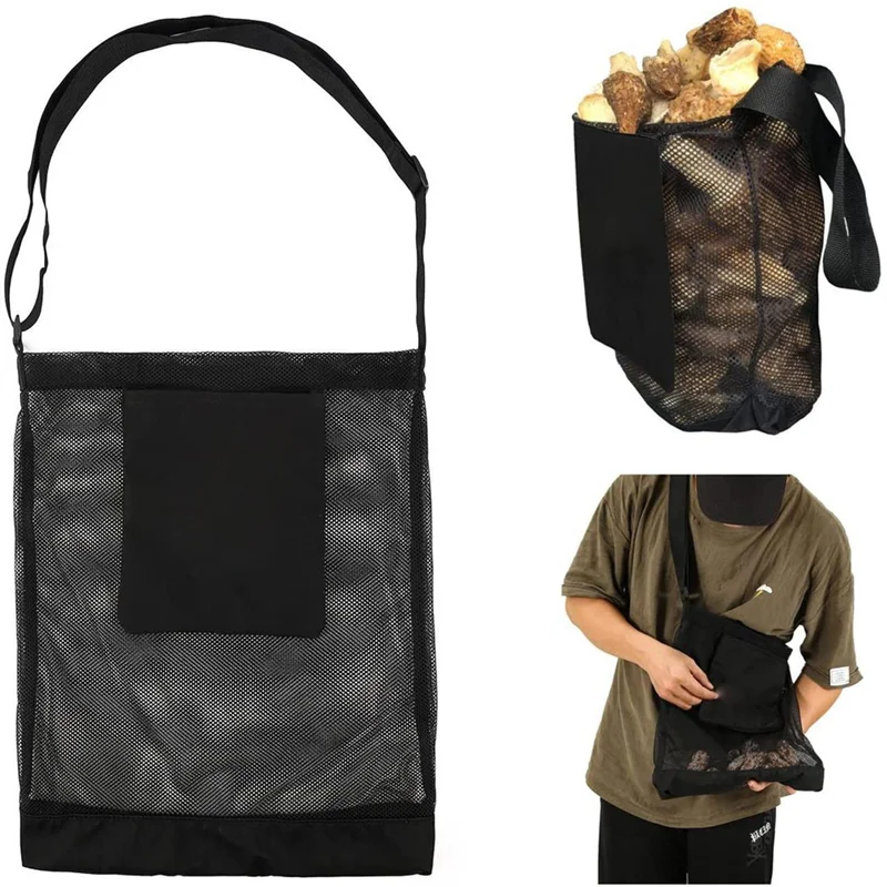 ABPQ-2PCS Borsa per rete da caccia ai funghi Borsa per raccolta di cestini per funghi Borsa per raccolta di frutta da giardino in rete di grande capacità