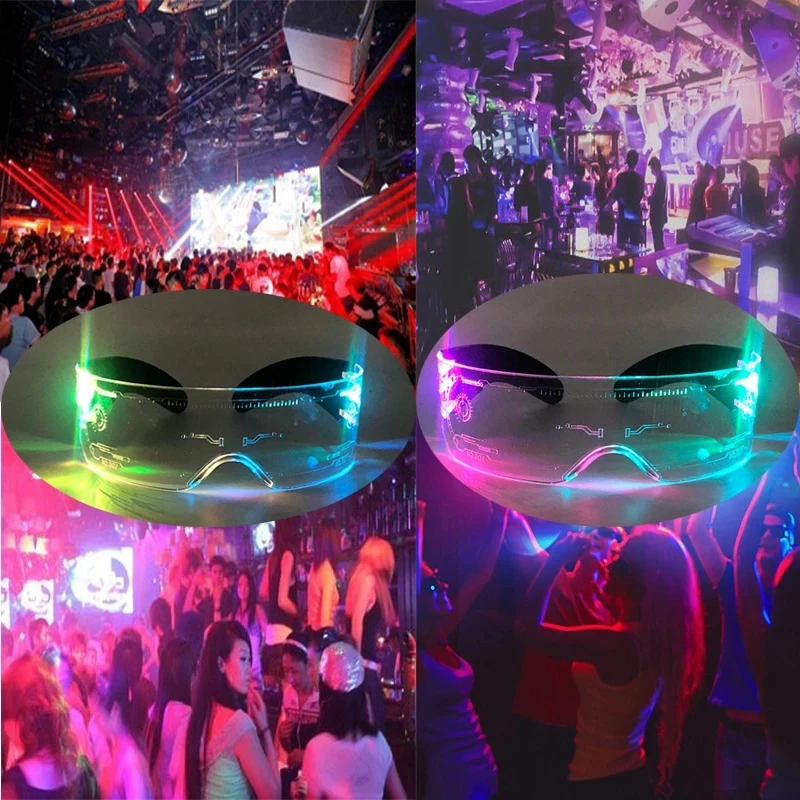 Luminous Technological Sense Glasses Glow Party Costume Decorative LED Light Up Glasses For Halloween Party Kids Luminous Toys