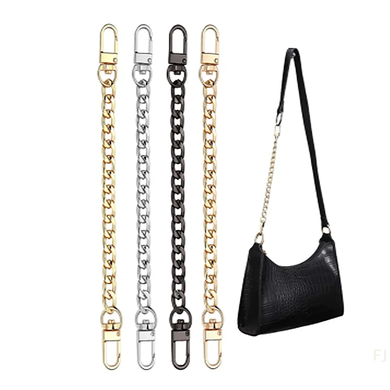

[YU]Chain Bag Strap Accessories 20cm Extension Chain Bag Metal Chain Solid Color DIY Chain Durable Gold Silver Black Belts
